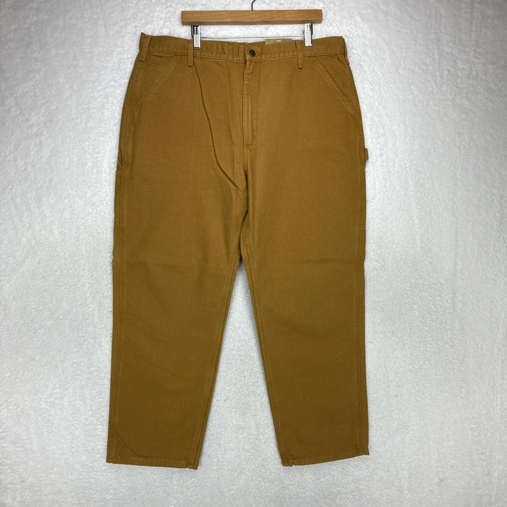Carhartt B111 BRN Washed Duck Work Dungaree Flannel Lined Brown 42x32 NWT Pants‎